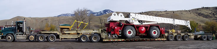 Semi hauling Crane